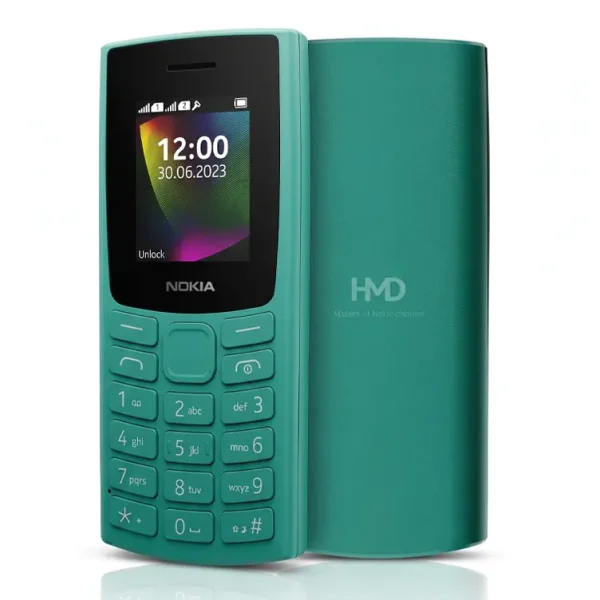 NOKIA 106 (2023) Green feature phone front and back view